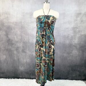 Clk Womens Paisley Halter‎ Dress Small Stretchy Boho Y2K Festival Vacay Indie